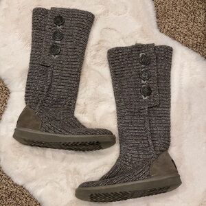 UGG Classic Cardi Boots Size 7 Grey Wool Sheepskin